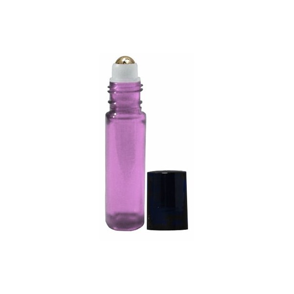 Purple Roller Bottles - 10 ml Glass with Stainless Steel Metal Balls for a Smooth Application, Black Cap (6)