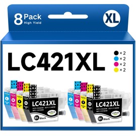 WYFYINK LC421 XL Cartridges Compatible with Brother LC421 LC421XL LC 421 XL Printer Cartridges Compatible with Brother DCP-J1050DW MFC-J1010DW DCP-J1140DW (Pack of 8)