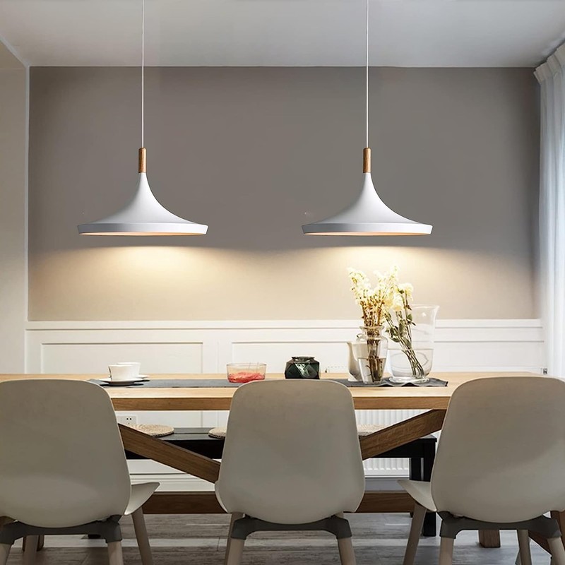 jengush Battery Operated Pendant Light with Remote Control,White Ceiling Pendant