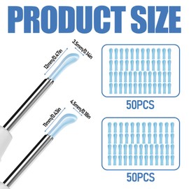 Fatiya 100 Stück Silikon-Ohrlöffelspitzen 2 Größen, weiche Wachsentfernungsersatzspitzen, Ohrreiniger-Siliziumabdeckungen, Schaufel-Picker-Zubehör für nass trockene Körperpflege (Blau)