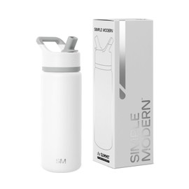 Simple Modern Kids Water Bottle with Straw Lid Vacuum Insulated Stainless Steel Metal Thermos Bottles | Reusable Leak Proof BPA-Free Flask for School | Summit Collection | 18oz, Winter White Mix