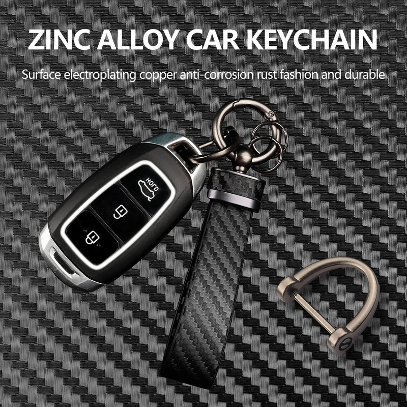 Turcee Leather Car Keychain - Carbon Fiber Interior Key Fob