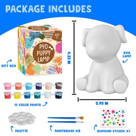 Goody King Paint Your Own Dog Lamp Kit, DIY Night Light, Crafts for Teens Girls Boys, Arts & Crafts Kit, Painting Kit for Kids, Room Decoration, Christmas Birthday Gift for Kids Ages 3 4 5 6 7 8+