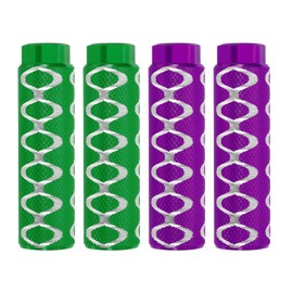 PATIKIL Bike Pegs Fit 3/8 Inch Axles, 4 Pack Aluminum Alloy Anti-Slip Foot Bike Pegs for BMX Mountain Dirt Bike Cycling Rear Stunt Pegs, Green Purple