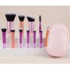 Set 10 Brochas Maquillaje Profesional Fibra Sintética .