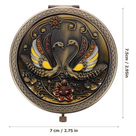 SHERCHPRY Kleiner Faltbarer Vintage-Spiegel Vintage-Tragbarer Faltbarer Spiegel Runder Antiker Taschenspiegel Antiker Mini-Klappspiegel Für Frauen Und Mädchen (7 5 X 7 cm)