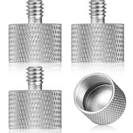 Frienda 4 Pieces Mic Stand Adapter 5/8 Female to 1/4 Male for Camera Mount Tripod Thread Conversion Connector Screw Adapter for Microphone Stand Mount(Silver)