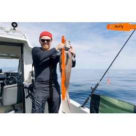 AirFly Folding Fish Measuring Board – 32in Ruler with Built-in 3.25”, 5”, 5.75” Gauges – Dungeness, Blue Crab, Lobster – Ruler for Boat, Shore, Kayak – Orange, Designed in USA, 2pcs