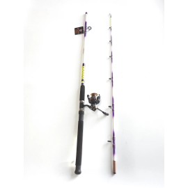 American Spirit Nite Stick Spinning Catfish Combo Hot Purple 8' 2PC/ 6 BB Reel