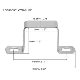 uxcell U Shaped Connector Bracket, 40mm x 40mm 304 Stainless Steel Bar Security Holder Brackets for Door Window Shed Closed Bar Holder Strut Channel, Pack of 1
