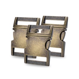 CooBigo - Paquete de 5 hebillas de metal de liberación lateral rápida de 3/4 pulgadas, hebilla de paracaídas, para correa de piel, collares de perro, arnés, cinturón, mochila, cartera, bronce