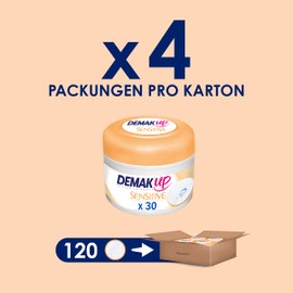 Demak'Up Sensitive imprägnierte Abschminkpads, Wattepads für empfindliche Haut, 4 Dosen x 30 Cotton Pads (120 Cotton Pads)