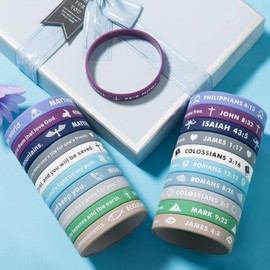 CYCLUSIVE 100 Pieces Religious Silicone Wristbands Bulk Bible Rubber Bracelets Colorful Inspirational Christian Rubber Bracelets for Men Women Gifts