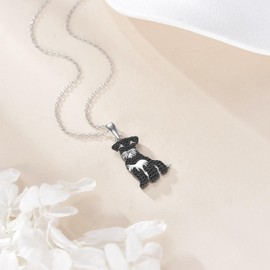 JERWLI Schnauzer Necklace Gifts 925 Sterling Silver Miniature Schnauzer Dog Pendant Necklaces Cute Jewellery for Women Female Lover