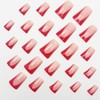 24Pcs Duck Fake Nails Medium Press On Nails Red French
