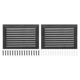 PATIKIL 8"x12" Aluminum Gable Vent, 2Pcs Exterior Wall Outlet Vent Square Soffit Vents HVAC Louver Air Grille with Built-in Screen for House Attic Garage Ceiling, Black