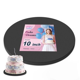 POPUPARTY 10 Inch Cake Drum,Greaseproof Cake Boards 10 Inch Round,1/2" Thick Black Cake Base with Prop Up Tool for Multi-Tiered Cakes of Birthday, Wedding(1-Pack)