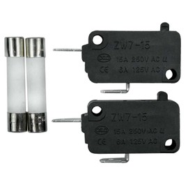 SZM-V16-FD-62 WB24X830 Microwave Oven Door Micro Switch (Normally Closed) and Slow-Blow Ceramic Fuses Compatible with GE Starion Microwave Replace 3405-001033 AP2024338 PS237422(Pack of 2)