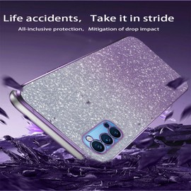 WBWONE Glitter Case for OPPO Reno 4 5G (Reno4 5G) Case, Electroplated Edge, Flexible Protection, Shockproof Soft Cover Shell with Glitter Stickers - Pink