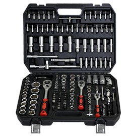 Socket Wrench Set, Socket and Ratchet Wrench Tool Set, Mechanics Tool Set, 1/2, 1/4, 3/8 Drive Sizes, Basic Portable Manual Repair Tool Set for Home Use, for DIY Enthusiasts Motorcycle, 171pcs