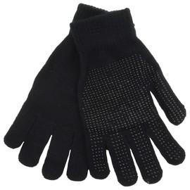 Black Warm Magic Gloves with Palm Grip by RJM GL313