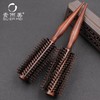 Large Round Boar Bristle Hair Brush for Curly & Pear Blossom Styles - Heat Resistant, Simple, Beautiful (Free Size/Pointed Tip) Small Tip Size (Straight Design) - Random Style 4ea