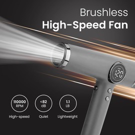 be beautiful extensions Hair Dryer for salon-1800W high Speed Powerful Blow Dryer with a110,000 RPM Lightweight Turbo Heat for Fast Drying (Silver)