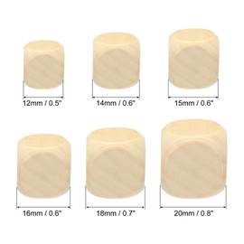 PATIKIL 15mm Blank Wooden Dice, 200 Pack Unfinished Wooden Blocks 6 Sided Wood Cube with Rounded Corners Square Wood Blocks for DIY Craft Projects