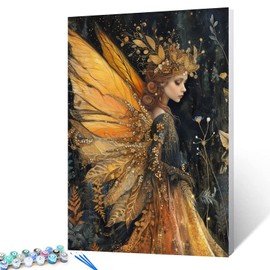 Tucocoo Autumn Leaves Princess Paint by Numbers Kits 16x20inch Canvas, DIY Oil Painting for Adults with Brushes and Acrylic Pigment, Retro Butterfly Girls Picture for Home Decor Gifts (without Frame)