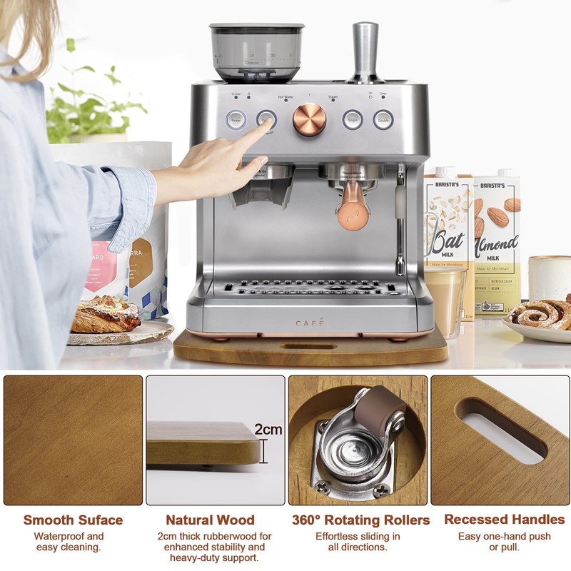 Sliding Tray for Coffee Maker - Solid Wooden Appliance Slider