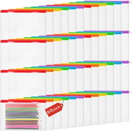 Feifeiya 60 Pcs Clear PVC Pencil Pouch Bulk 8.66 x 5.71 Inch Soft Pencil Case Bag Transparent Zipper Pouch for Kids Girls Boys School Supplies Travel Storage (Colorful)