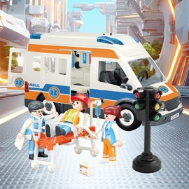 lonfypeng Ambulance Toy Truck for Kids 3-8, Large Toy Cars with Lights & Sounds, Emergency Vehicle Toddler Toys, Rescue Role Playset Play & Learn Toddler Toys Ages 3 4 5 6 7 8 9 10 11 12(Ambulance)