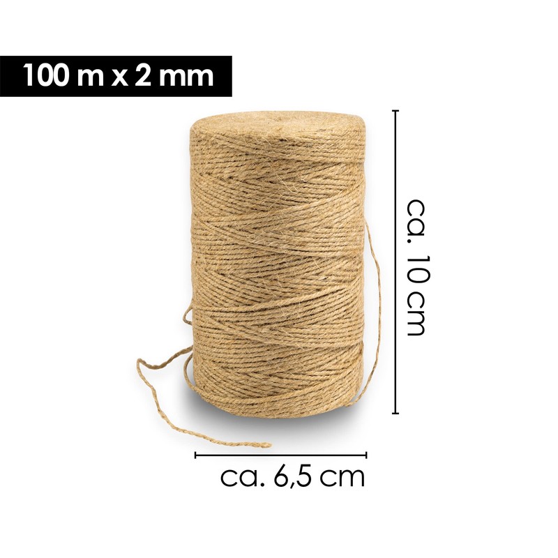 OfficeTree® Craft Cord 100 m Roll Jute Twine - High-Quality