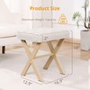 LUE BONA Square Linen Makeup Stool, Metal X Legs, Small