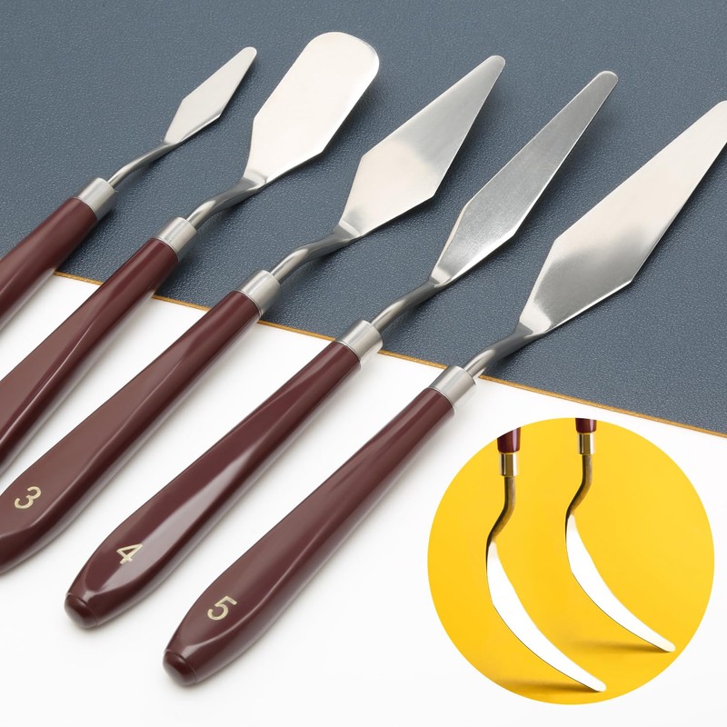 Oil Painting Spatula and Sketch Wiper Set, Steel Palette Spatula
