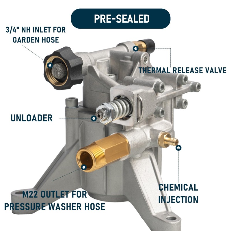 Hourleey 7/8" Shaft Vertical Pressure Washer Pump, 3400PSI 2.5GPM, Replacement