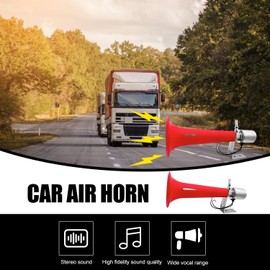Turkish Pipe Horn, 12 V/24 V Compressed Air Horn, Truck Horn, Caravan Pressure Whistle Horn for Cars Trucks Suv Motorcycles (Silver)