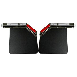 IBESTWOLF Pair Stainless Steel Angled Spring Loaded Mud Flap Hanger Bracket with Angled Splash Guard Mudflap 24"x24" for Semi Truck Trailer, 1-1/8" Bolt Spacing Hanger Kit