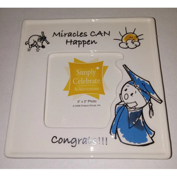 Graduation Picture Frame 3"×3" (Grad With Surprised Face) "Miracles Can