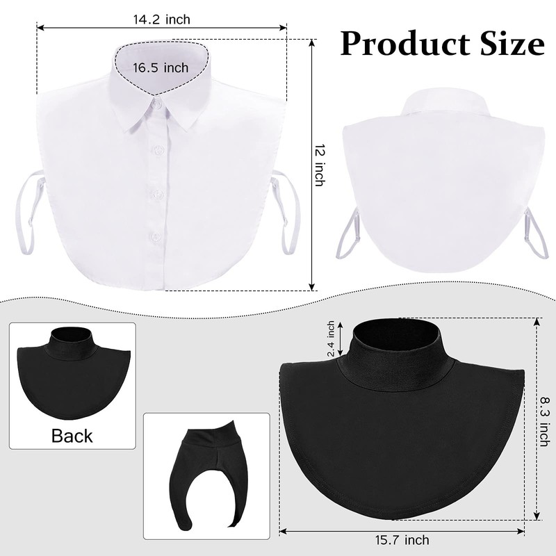 SATINIOR 4 Pcs Detachable Dickey Fake Collar Half Shirt False