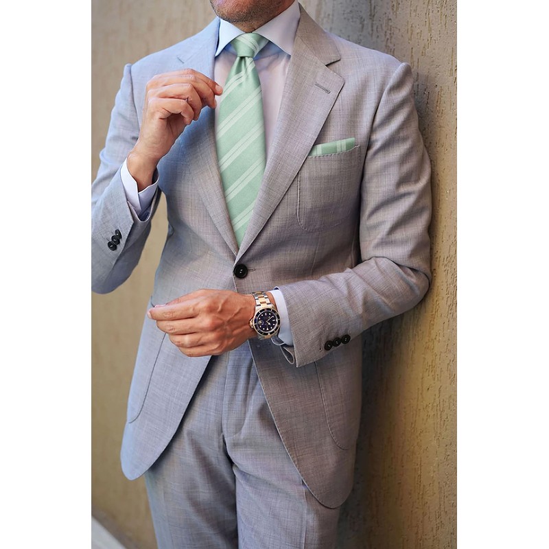 HISDERN Men's Tie Formal Stripes Tie with Pocket Square Set