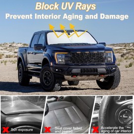 Windshield Sun Shade for Ford F150 2021 2022 2023 2024 2025, Front Window Sun Visor Blocks UV Rays Foldable Sunshade Ford f150 Accessories