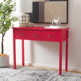 SAFAVIEH Home Collection Cindy Farmhouse Hot Red 3-Drawer Console Table