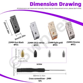Swpeet 4 Colours Metal Bag Decorative Buckles with Screws and Screwdriver Assortment Kit, Belt Buckle End Tips Metal Clip Buckles Belt Tip for Handbag Cover Decoration, gold