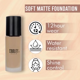 EQUALITY Cashmere Foundation, Water resistant, Medium to Full coverage, Soft matt finish, 12 hour wear Shine control, Cruelty Free, Paraben Free, 33ml/1.12 Fl Oz - C35