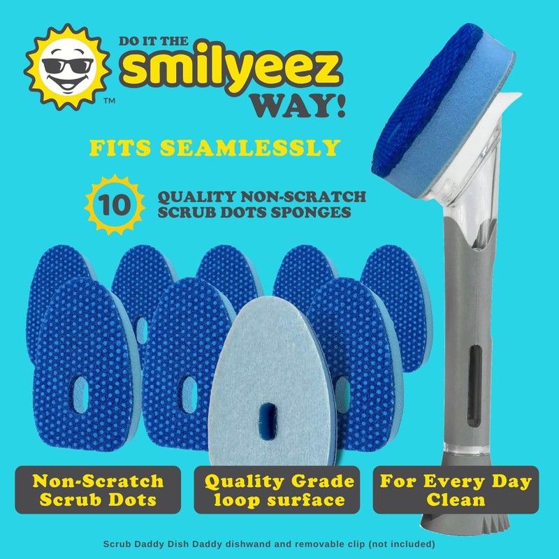 Smilyeez Blue Dotted Non-Scratch Scrubbing Sponge Refill for use with