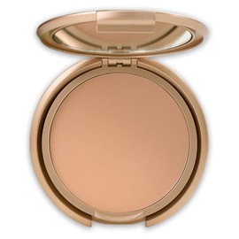 Maquillaje en Crema con Vitamina E y Dry Flo Larga Duración, Cobertura Total, Tono Medio, con Espejo y Esponja No Irrita Ni Tapa los Poros Cream Foundation Línea Deluxe Línea de Lujo