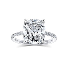 RODIFFY 4CT Cushion Cut Solitaire Engagement Ring,Silver CZ Simulated Diamond Promise Ring(Size:6)