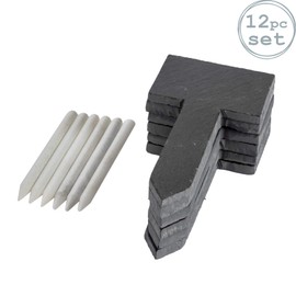 Nicola Spring Natural Slate Flower/Plant/Herb Square Top Label Pegs With Fine Chalk Sticks - Pack of 6