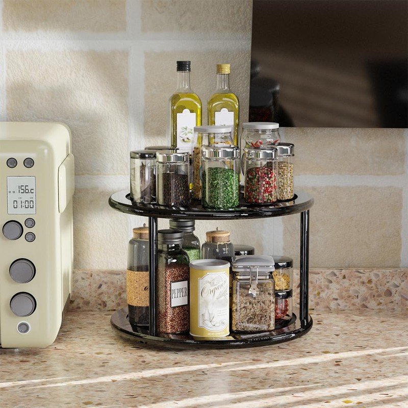Exabang Turntable 2 Tier Spice Rack, Diameter 25 cm, Spice